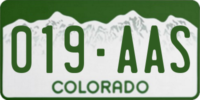 CO license plate 019AAS
