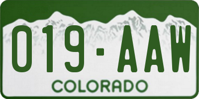 CO license plate 019AAW