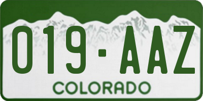 CO license plate 019AAZ