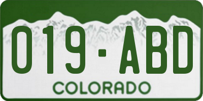 CO license plate 019ABD