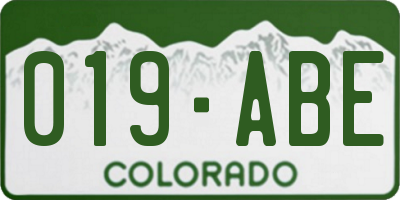 CO license plate 019ABE