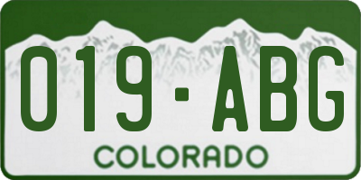 CO license plate 019ABG