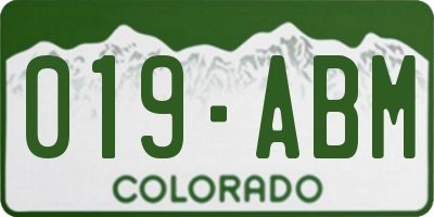 CO license plate 019ABM