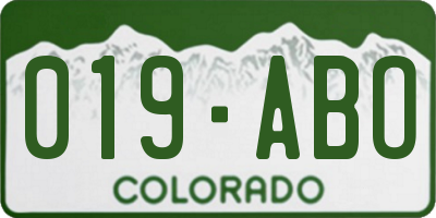 CO license plate 019ABO