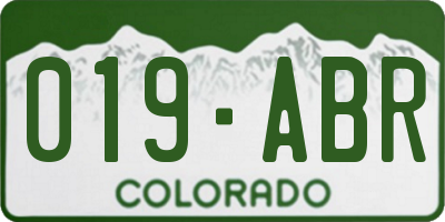 CO license plate 019ABR