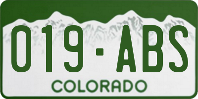 CO license plate 019ABS