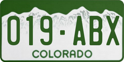 CO license plate 019ABX