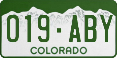 CO license plate 019ABY