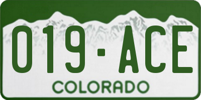 CO license plate 019ACE