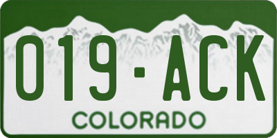 CO license plate 019ACK