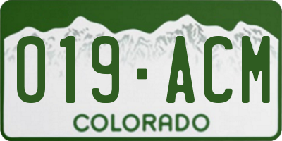 CO license plate 019ACM