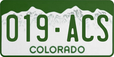 CO license plate 019ACS