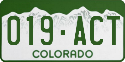 CO license plate 019ACT