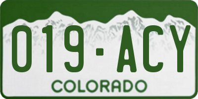 CO license plate 019ACY