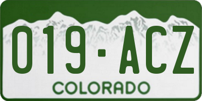 CO license plate 019ACZ