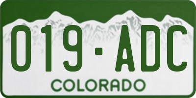 CO license plate 019ADC