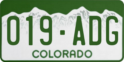 CO license plate 019ADG