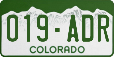 CO license plate 019ADR