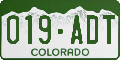 CO license plate 019ADT