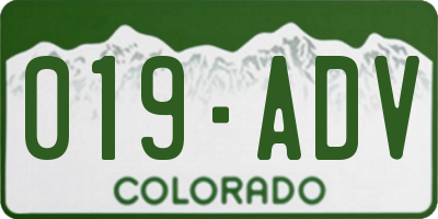 CO license plate 019ADV