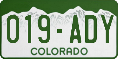 CO license plate 019ADY