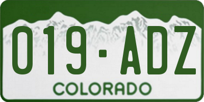 CO license plate 019ADZ