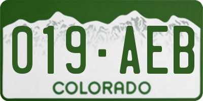 CO license plate 019AEB
