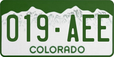 CO license plate 019AEE