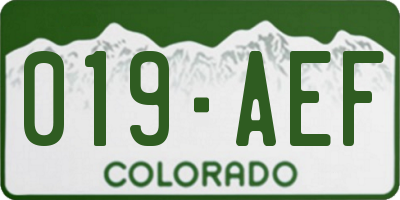 CO license plate 019AEF