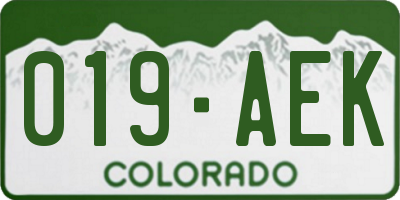 CO license plate 019AEK