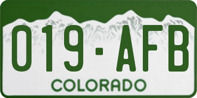 CO license plate 019AFB