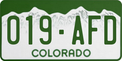 CO license plate 019AFD