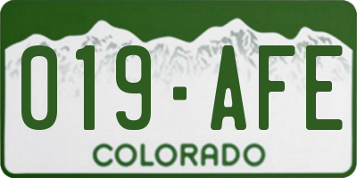 CO license plate 019AFE