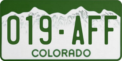 CO license plate 019AFF