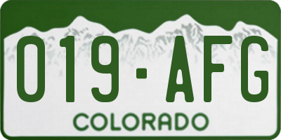 CO license plate 019AFG