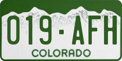 CO license plate 019AFH
