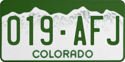 CO license plate 019AFJ