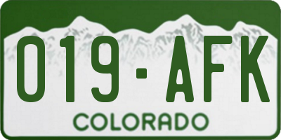 CO license plate 019AFK