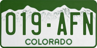 CO license plate 019AFN