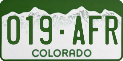 CO license plate 019AFR
