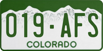CO license plate 019AFS