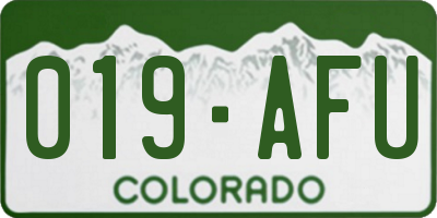 CO license plate 019AFU