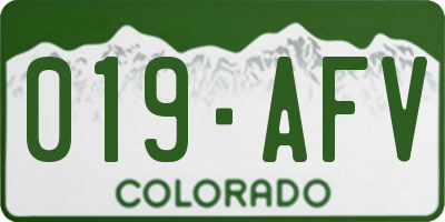 CO license plate 019AFV
