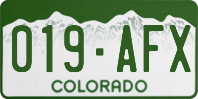 CO license plate 019AFX