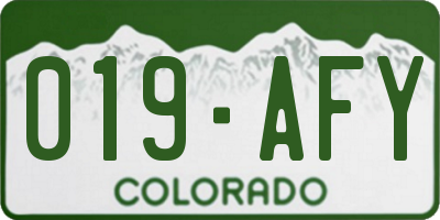 CO license plate 019AFY