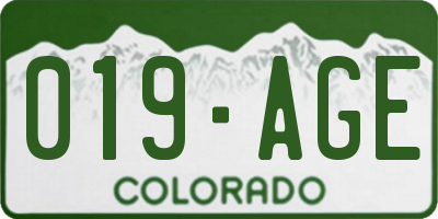 CO license plate 019AGE
