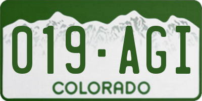 CO license plate 019AGI