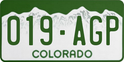 CO license plate 019AGP