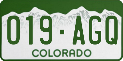 CO license plate 019AGQ