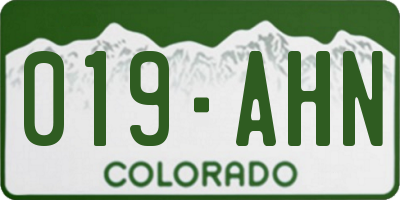 CO license plate 019AHN